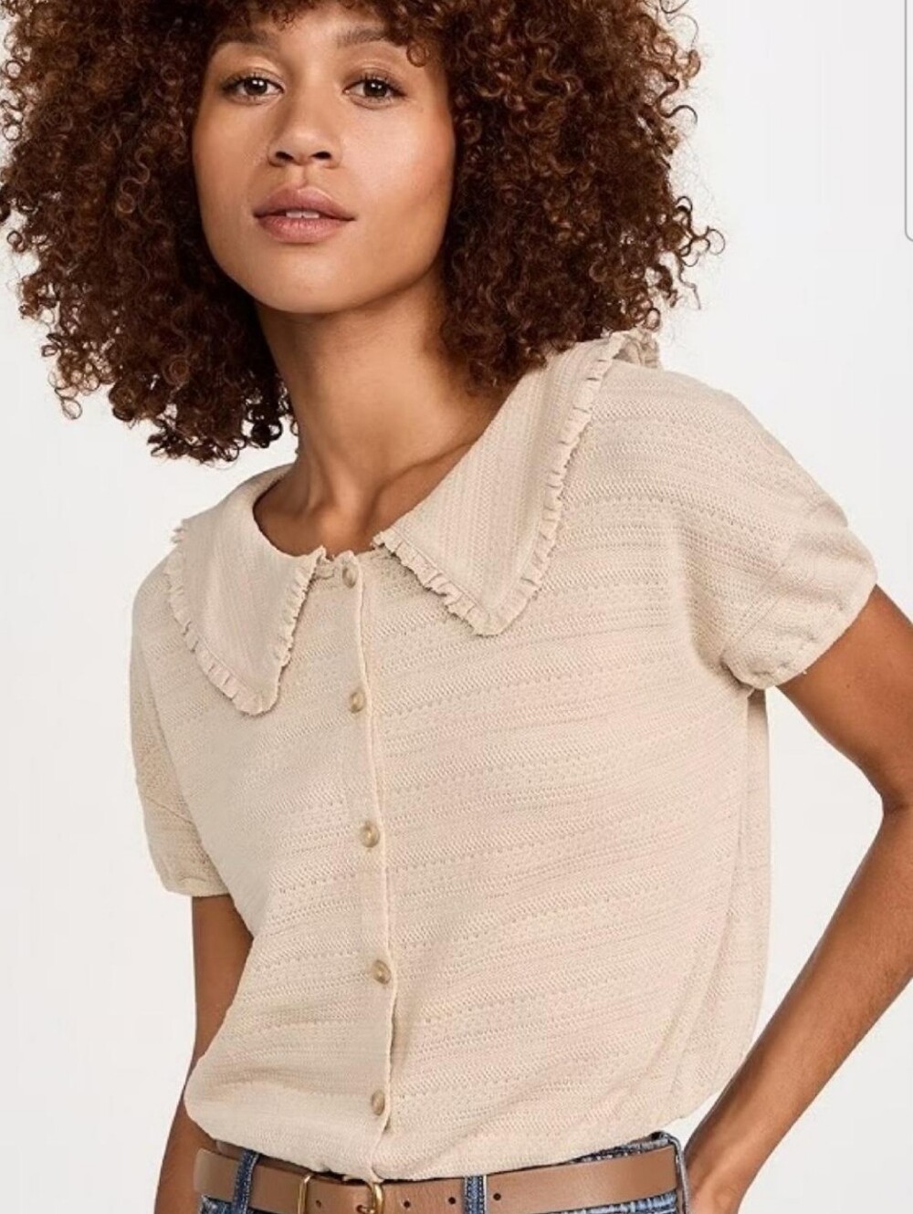 Madewell Ruffle Collared Crop Top